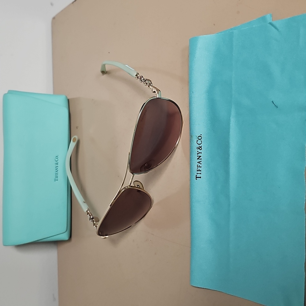 Authentic Tiffany & Co. Gold and Blue Sunglasses